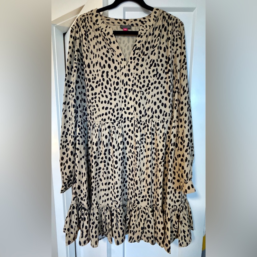 Vince Camuto Beige and Black Animal Print Dress
